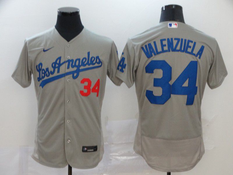 Men Los Angeles Dodgers #34 Valenzuela Grey Nike Elite MLB Jerseys->chicago cubs->MLB Jersey